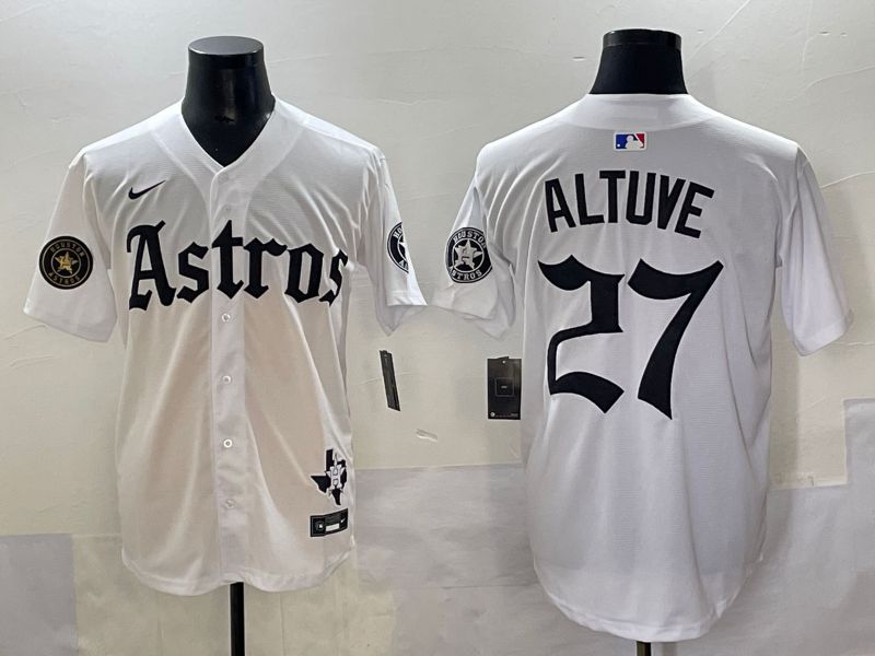 Men 2025 Houston Astros #27 Altuve White Five generations Joint Name Nike MLB Jersey style 15->houston astros->MLB Jersey
